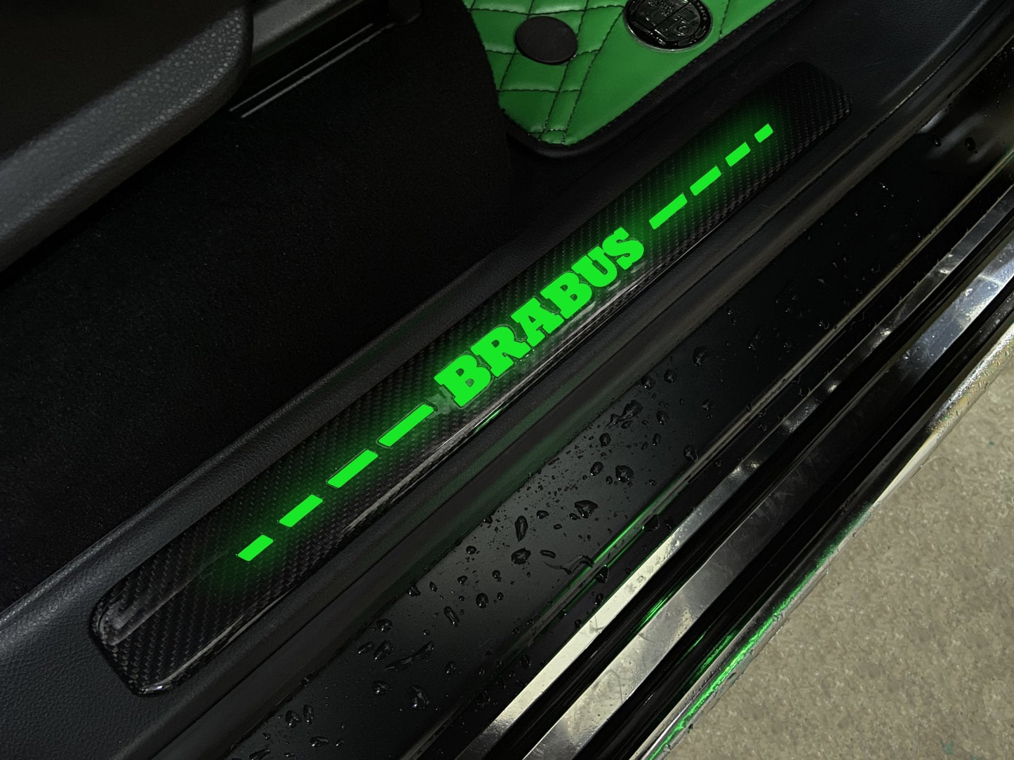 Brabus style Carbon Fiber Door Sills LED green illuminated for Mercedes-Benz w463a w464 G Wagon