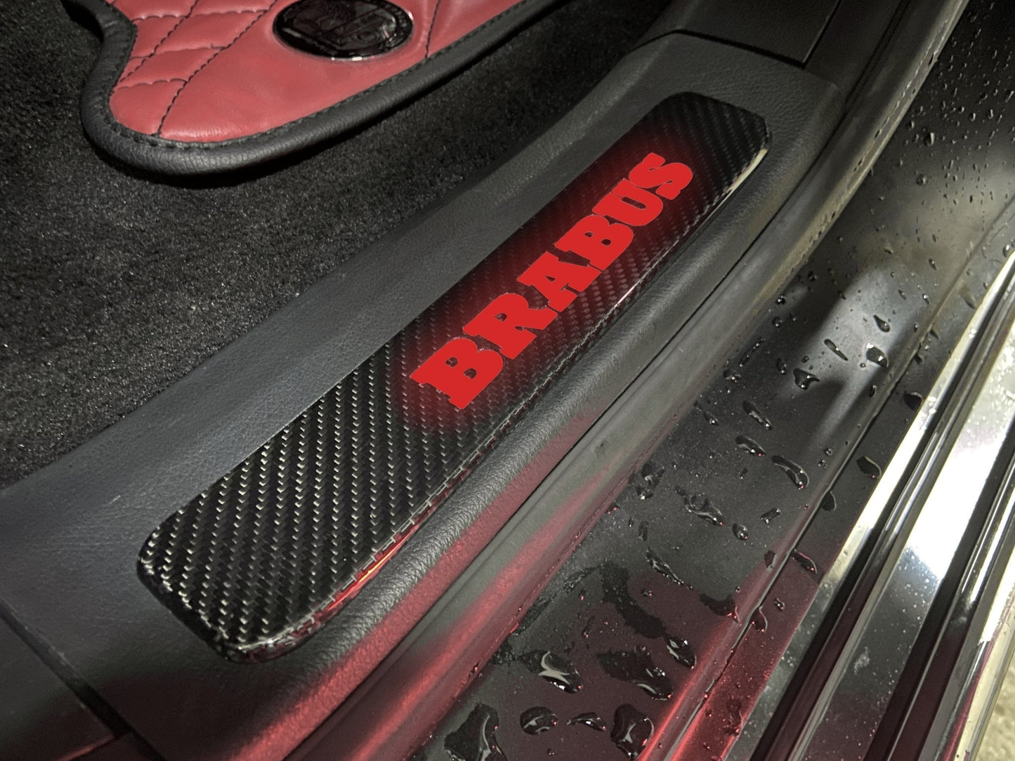 Brabus style Carbon Fiber Door Sills LED red illuminated for Mercedes-Benz w463a w464 G Wagon