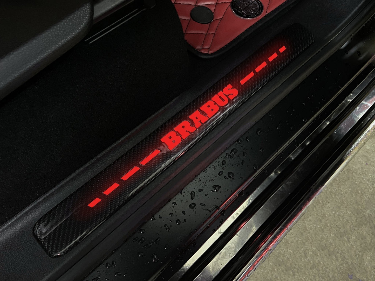 Brabus style Carbon Fiber Door Sills LED red illuminated for Mercedes-Benz w463a w464 G Wagon