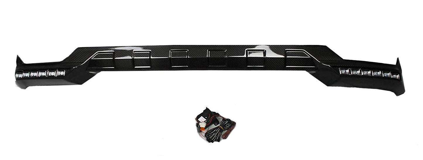 Carbon Fiber Front Bumper Brabus Diffuser Lip with LEDs for Mercedes-Benz G-Wagon G-Class W463 G63 G55 G500