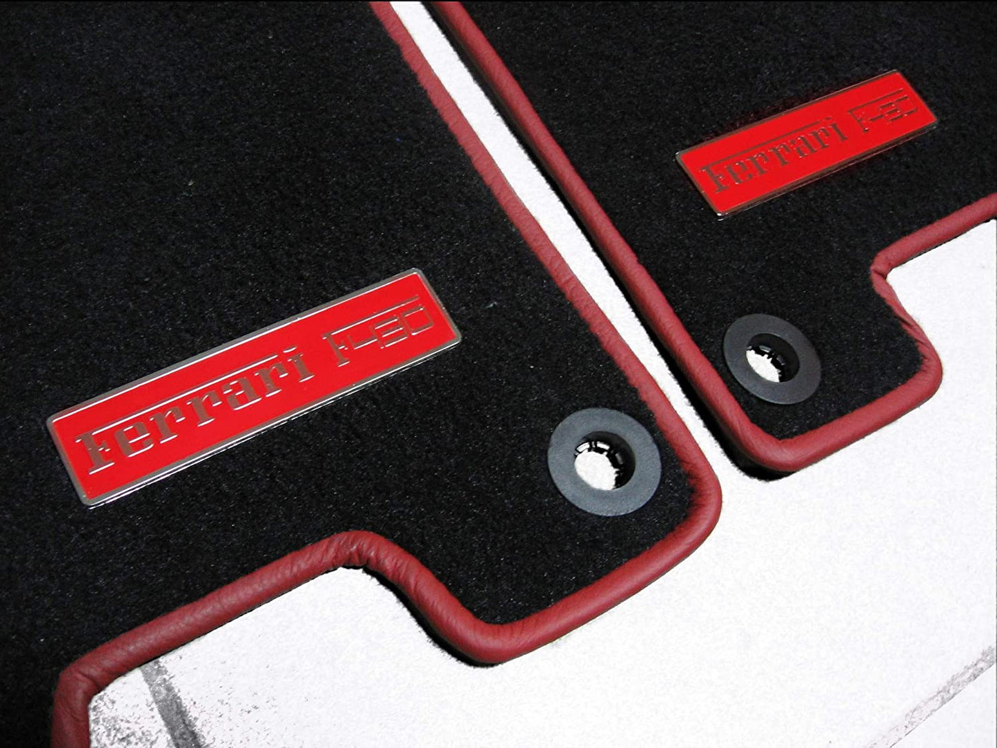 Ferrari F430 Floor Mats Interior Red Insertion Badges Emblems Metal Chrome Polished qualitative 2 pcs Set