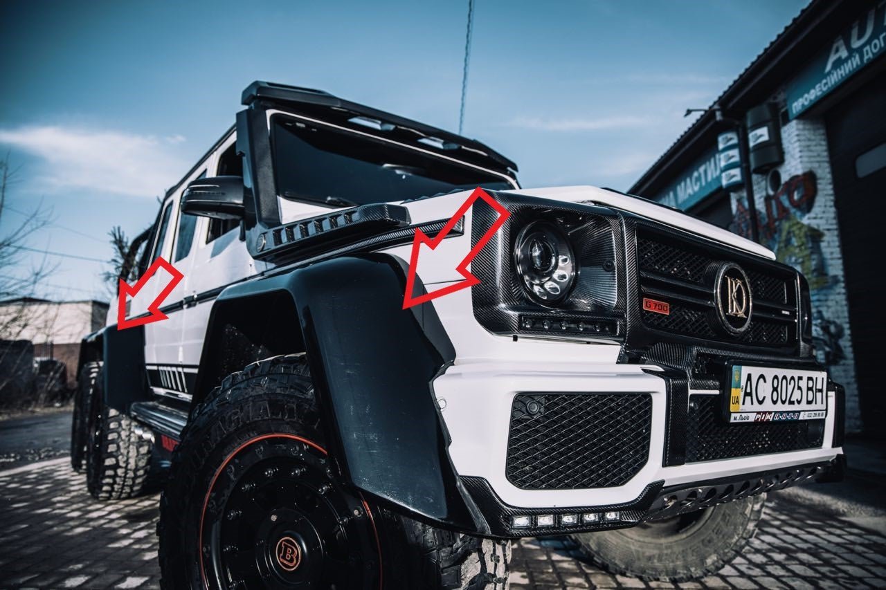 Fiberglass fender flares front and rear for Mercedes-Benz W463 6x6