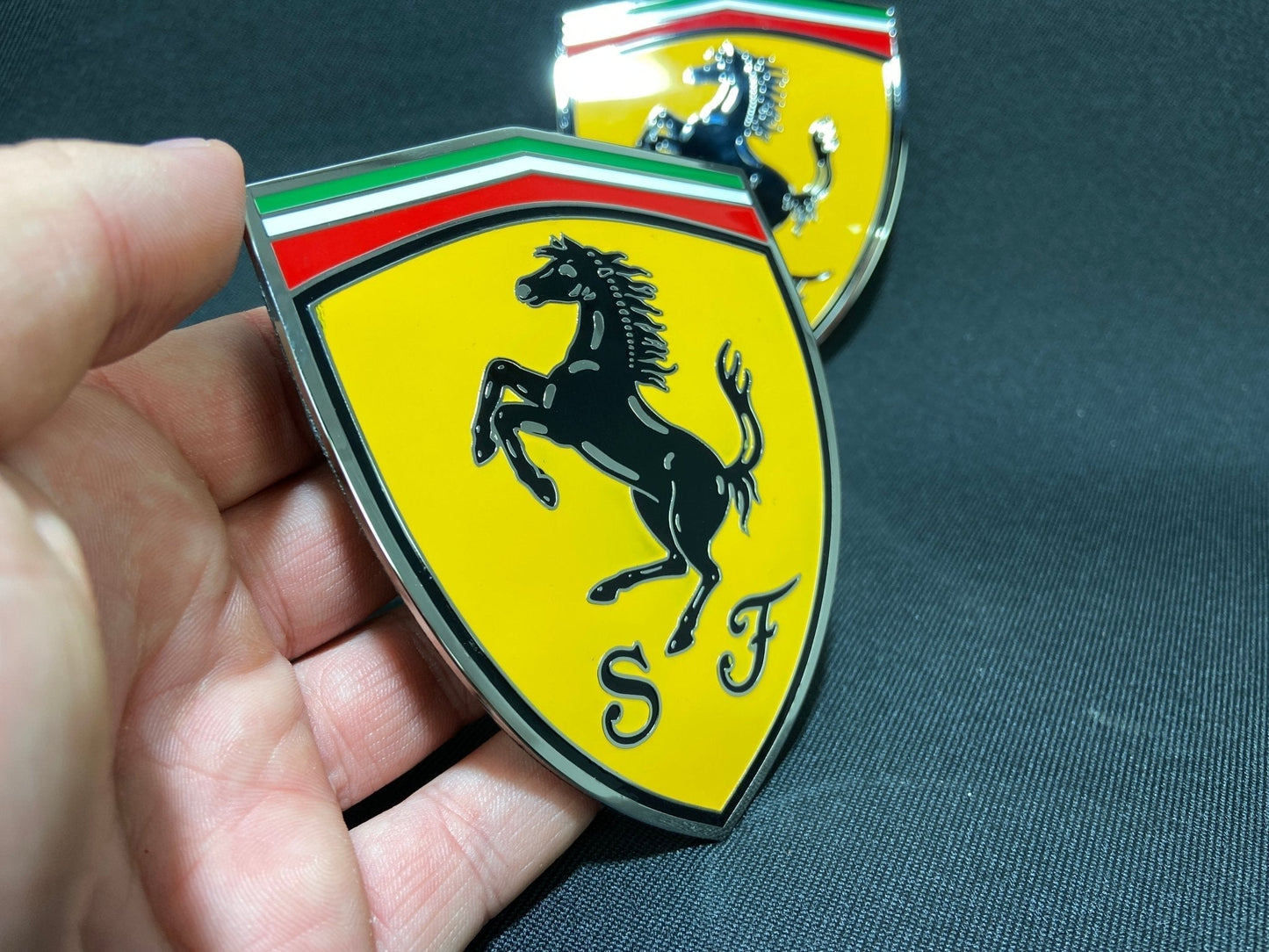 for Ferrari 360 Modena Yellow side pillar Metal Emblems Badges set