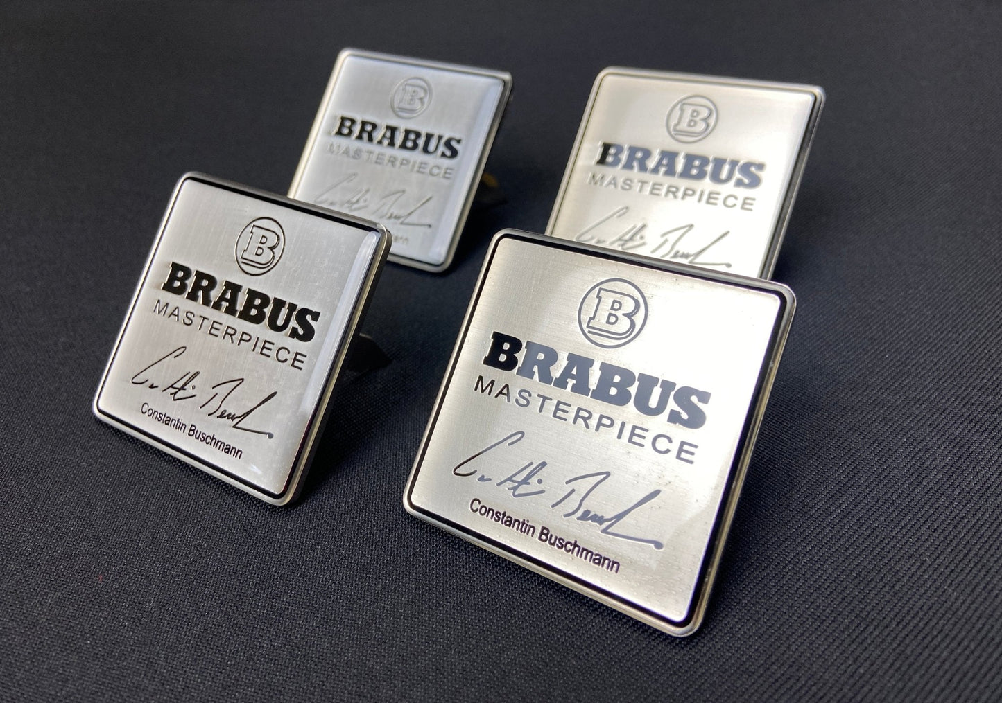 for Mercedes Brabus Masterpiece Metal Silver Seats Emblem Badge Logo set