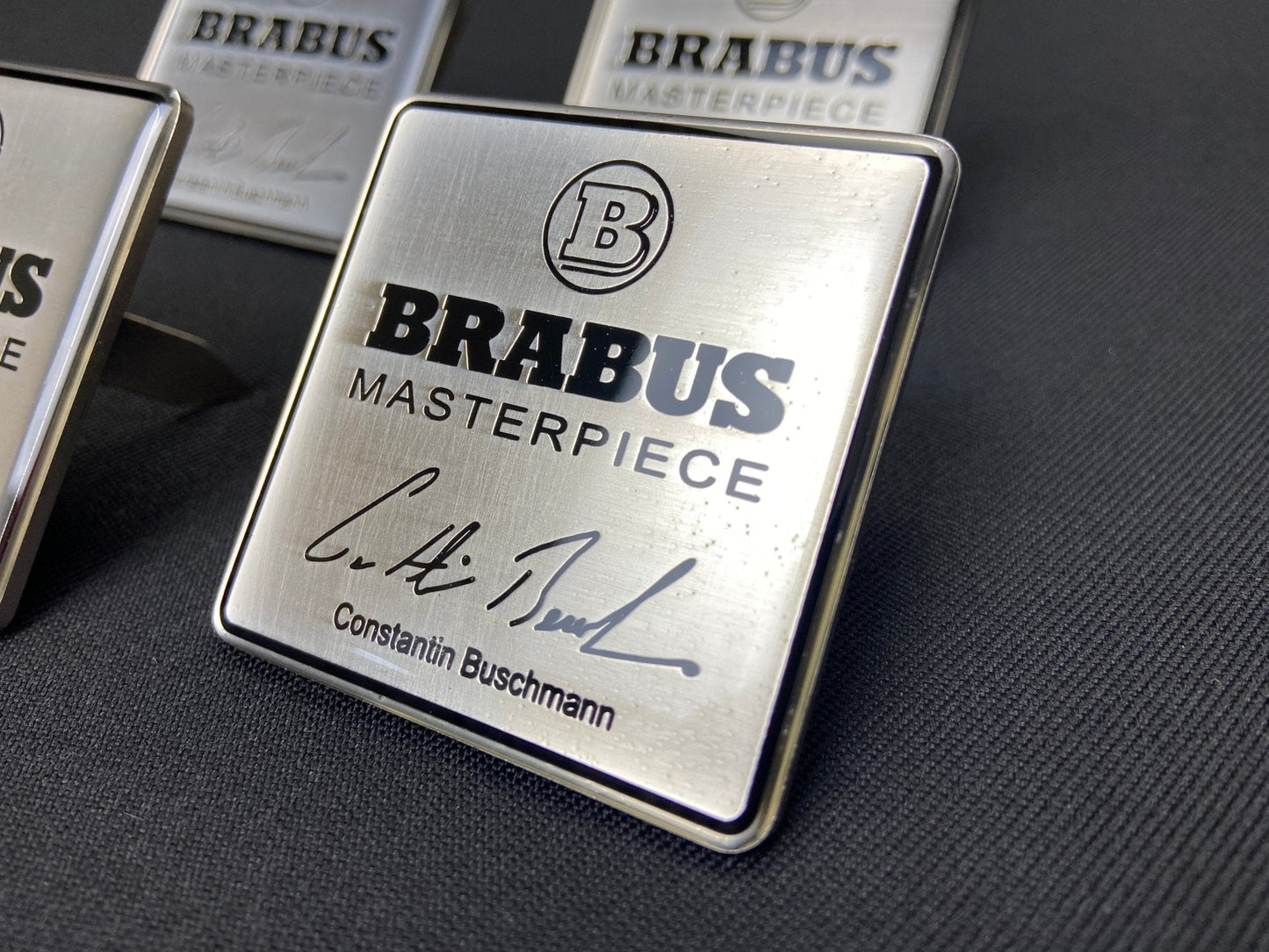 for Mercedes Brabus Masterpiece Metal Silver Seats Emblem Badge Logo set