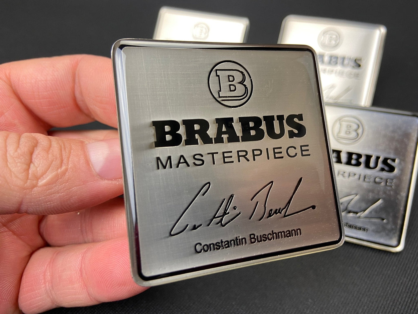 for Mercedes Brabus Masterpiece Metal Silver Seats Emblem Badge Logo set