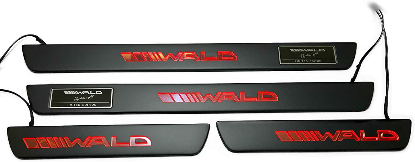 WALD Red LED Illuminated Door Sills Black Matte 4 pcs for Mercedes-Benz AMG C63 W205 W204 W213 C Class