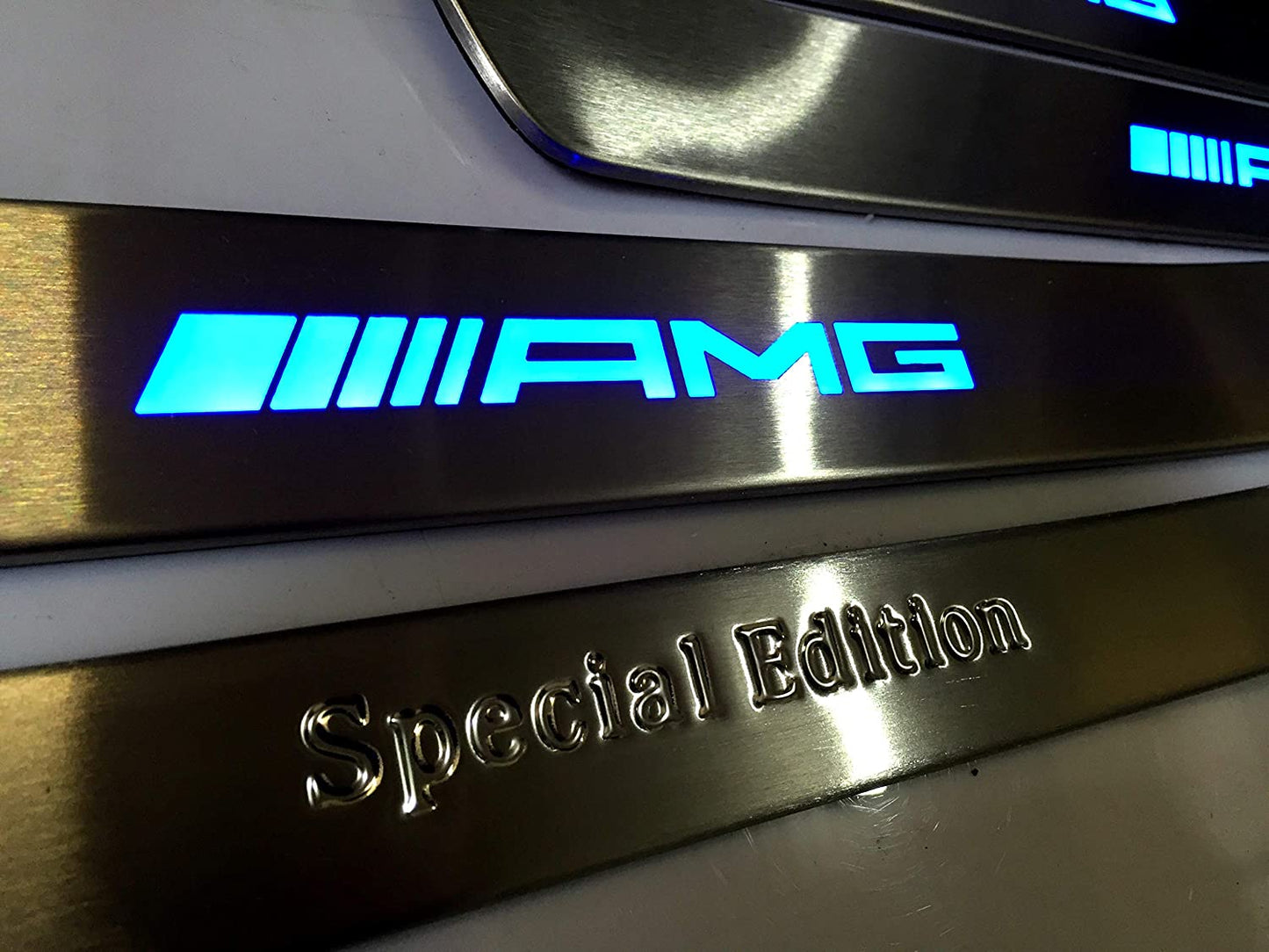 Door sills stainless steel LED Illuminated light blue Special Edition AMG sign for W222 S222 S63 S500 S550 S65 S Class