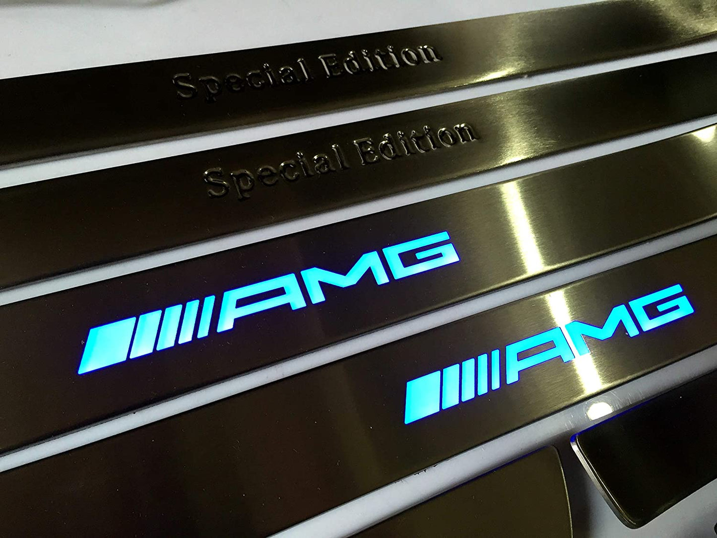 Door sills stainless steel LED Illuminated light blue Special Edition AMG sign for W222 S222 S63 S500 S550 S65 S Class