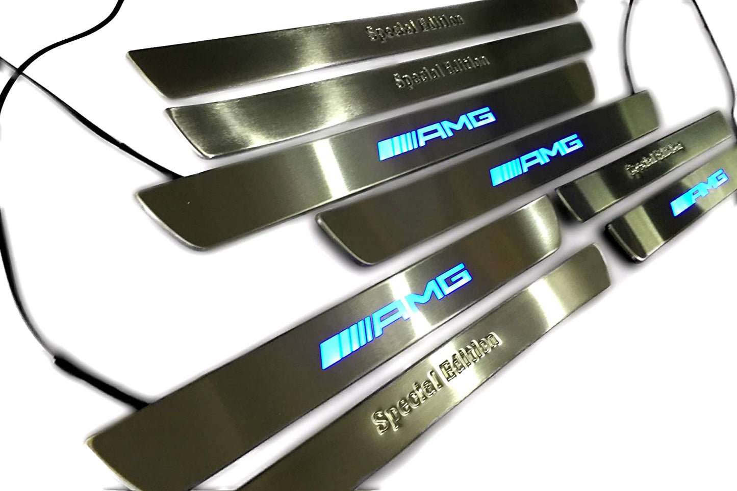 Door sills stainless steel LED Illuminated light blue Special Edition AMG sign for W222 S222 S63 S500 S550 S65 S Class