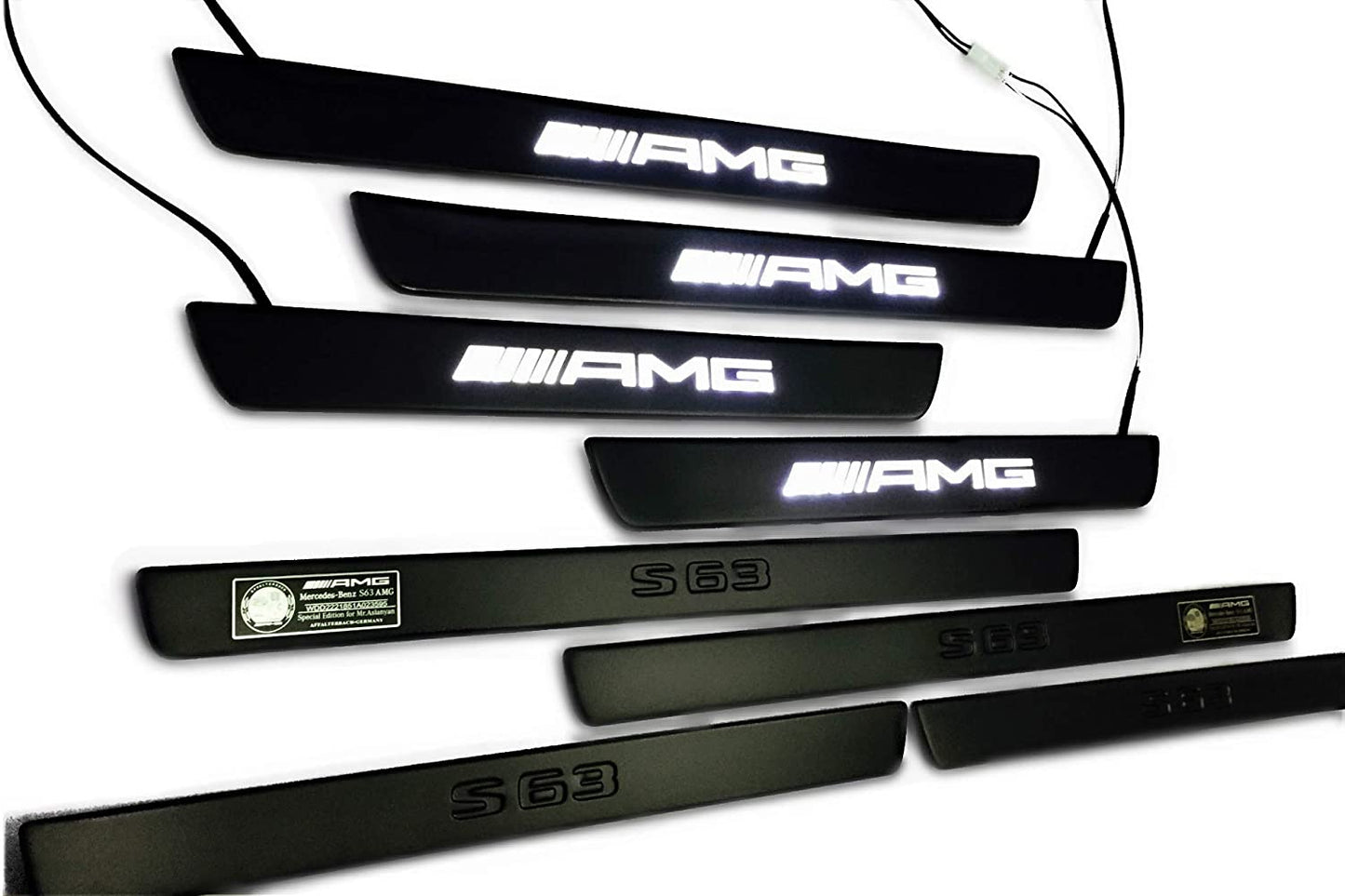 Black door sills LED Illuminated white AMG S63 sign for W222 S222 S63 S500 S550 S65 S Class