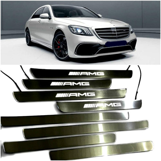 Door sills stainless steel LED Illuminated white AMG sign for W222 S222 S63 S500 S550 S65 S Class