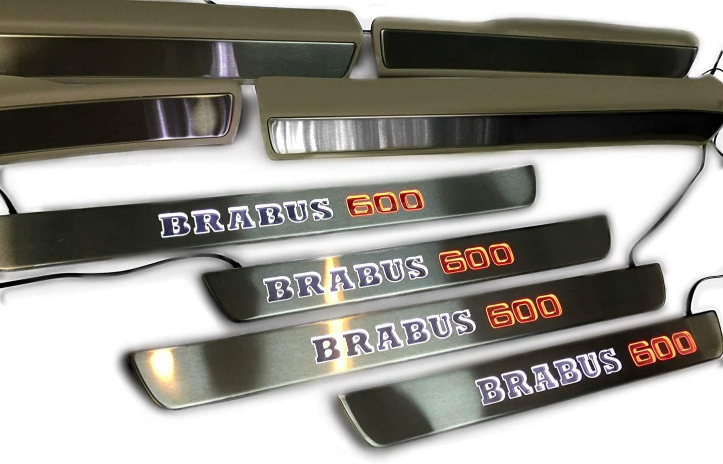 Door sills stainless steel LED Illuminated white orange Brabus 600 sign for W222 S222 S63 S500 S550 S65 S Class