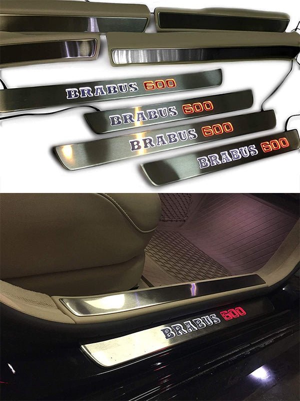 Door sills stainless steel LED Illuminated white orange Brabus 600 sign for W222 S222 S63 S500 S550 S65 S Class