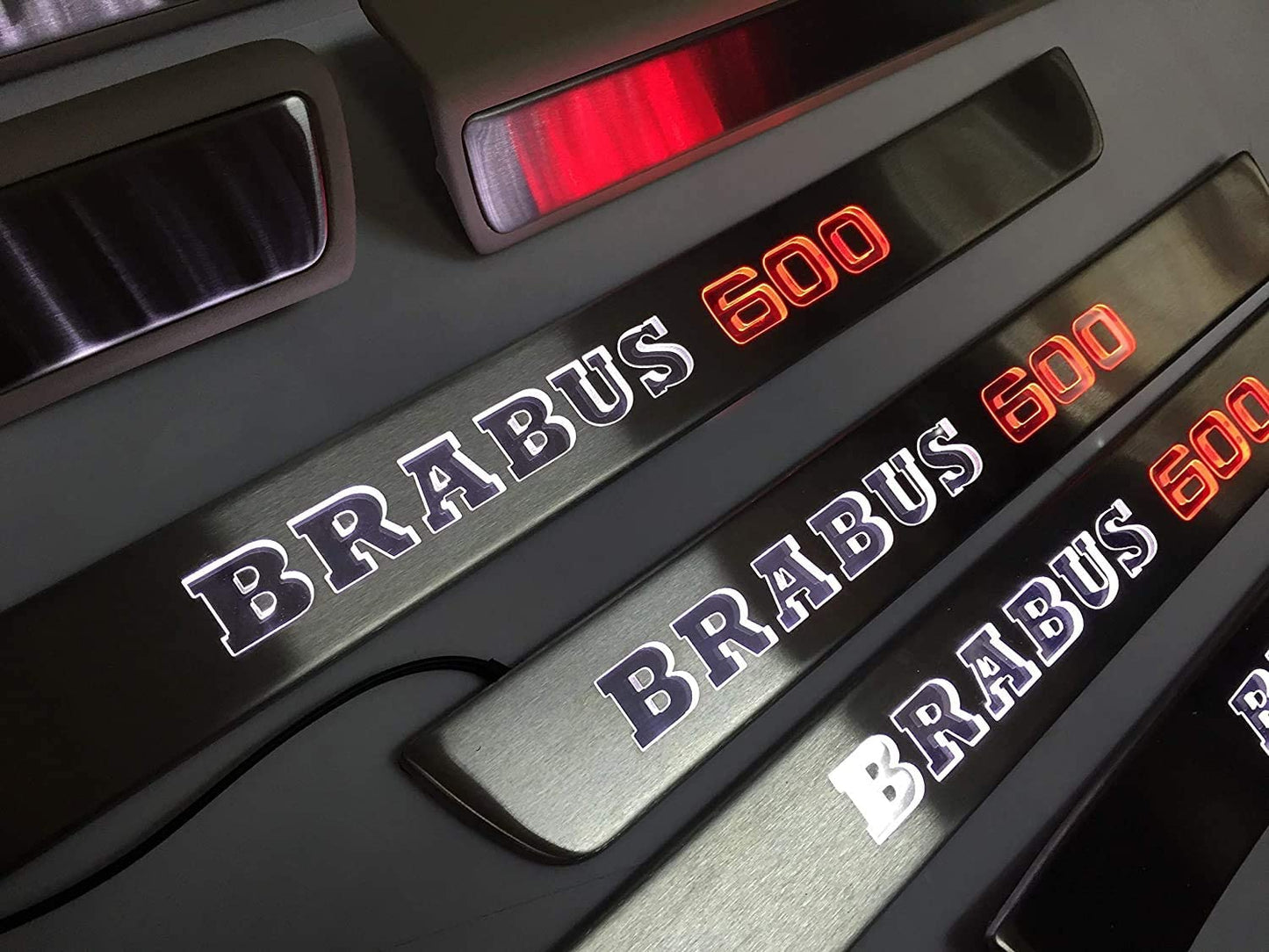 Door sills stainless steel LED Illuminated white orange Brabus 600 sign for W222 S222 S63 S500 S550 S65 S Class