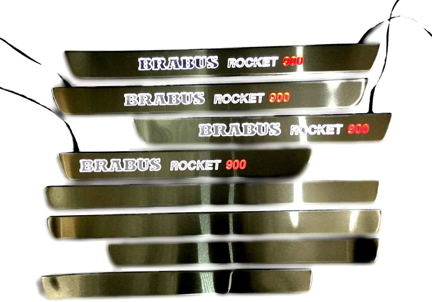 Door sills stainless steel LED Illuminated white red Brabus Rocket 900 sign for W222 S222 S63 S500 S550 S65 S Class