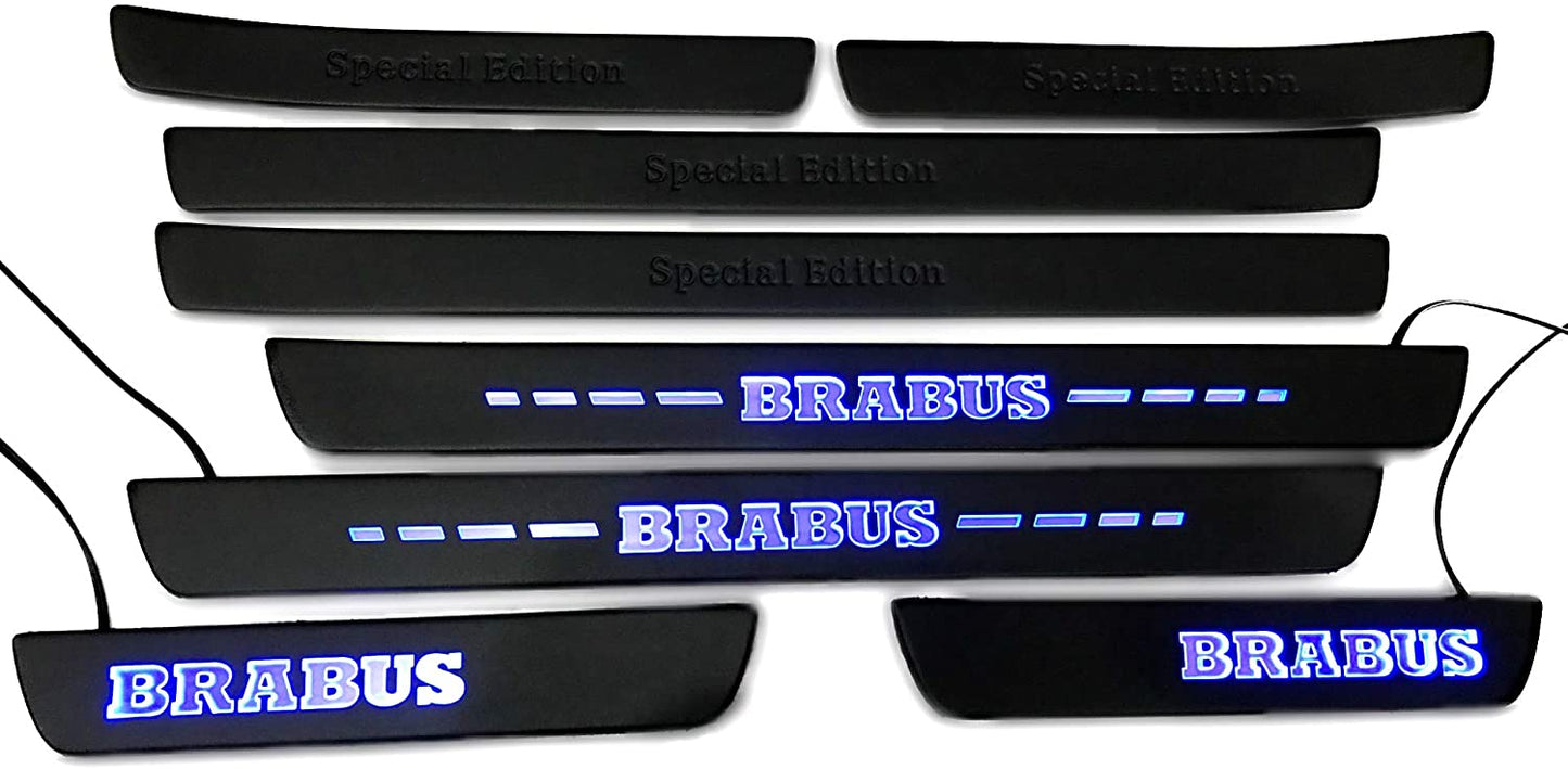 Black door sills LED Illuminated blue Special Edition Brabus sign for W222 S222 S63 S500 S550 S65 S Class