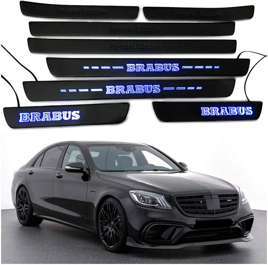 Black door sills LED Illuminated blue Special Edition Brabus sign for W222 S222 S63 S500 S550 S65 S Class