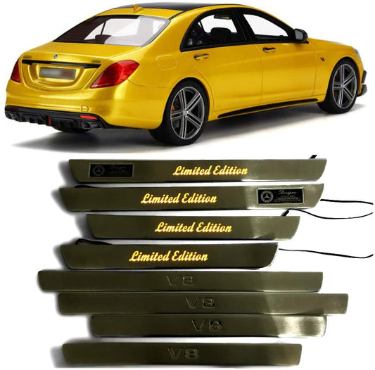 Door sills stainless steel LED Illuminated yellow Limited Edition V8 sign for W222 S222 S63 S500 S550 S65 S Class