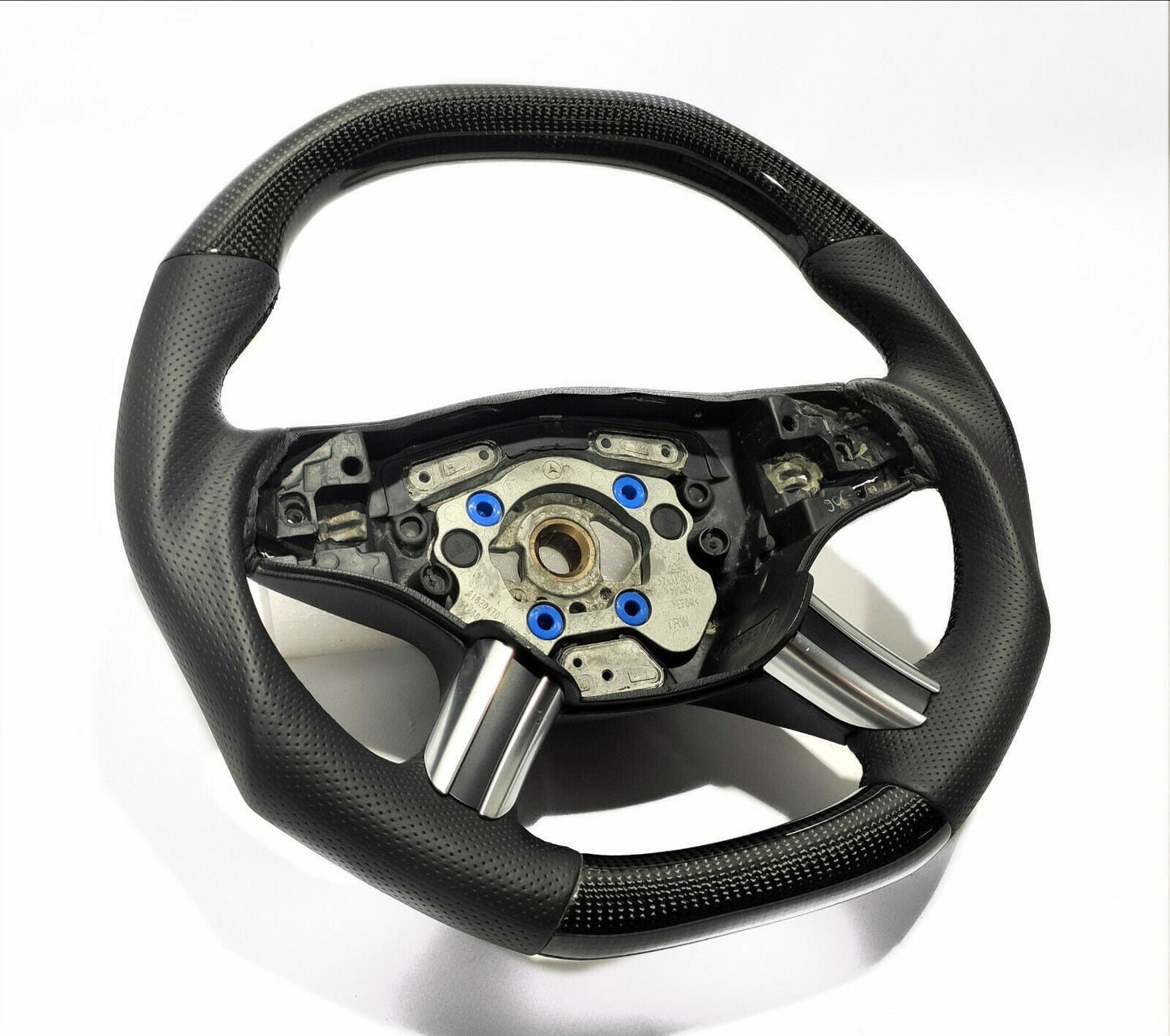 Mercedes-Benz ML GL R Class X164 W164 Steering Wheel Carbon Fiber Leather Flat