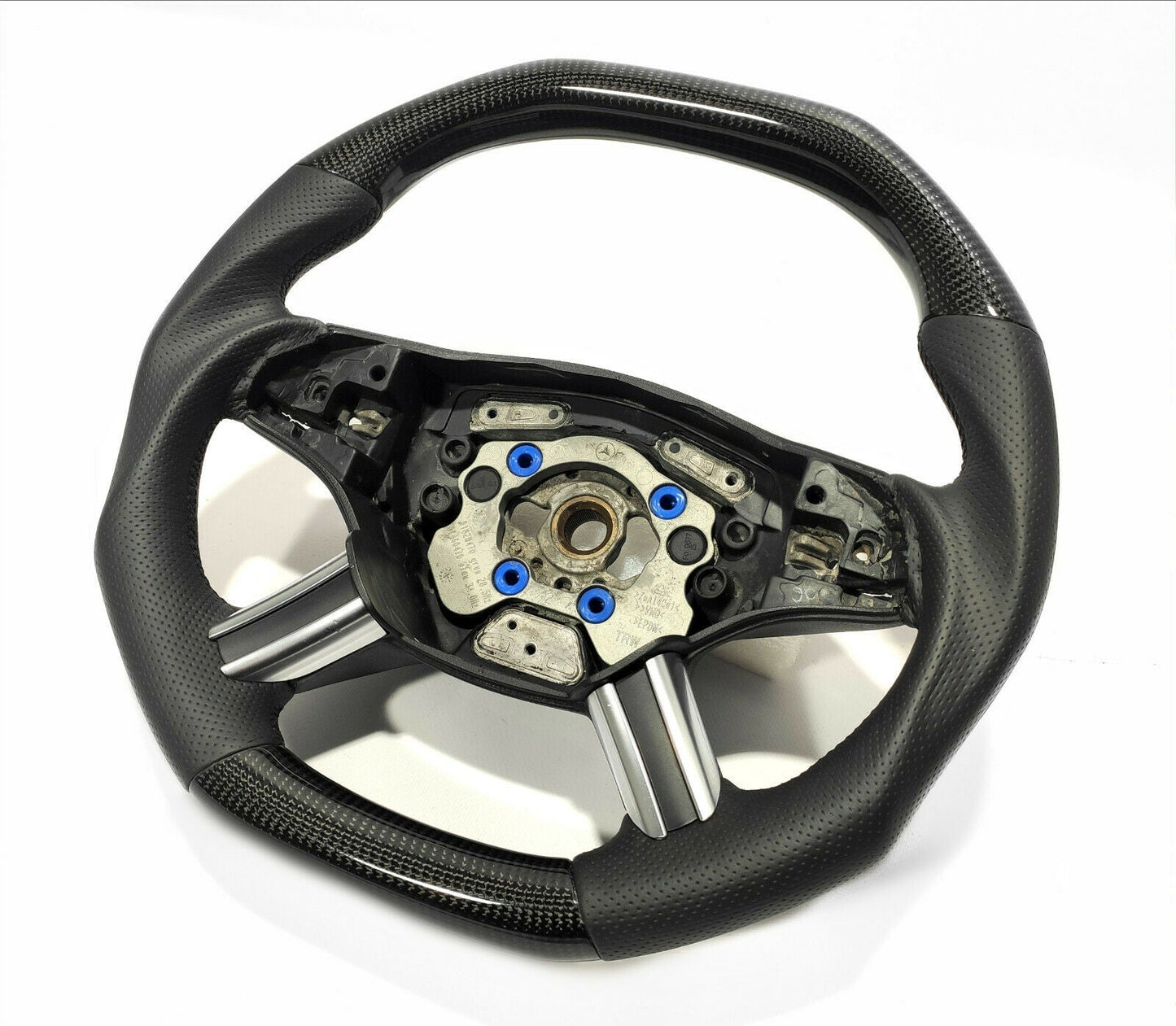 Mercedes-Benz ML GL R Class X164 W164 Steering Wheel Carbon Fiber Leather Flat