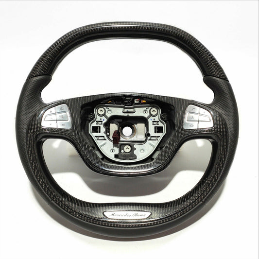 Mercedes-Benz S-Class W222 S500 S600 Steering Wheel Carbon Fiber Black Leather