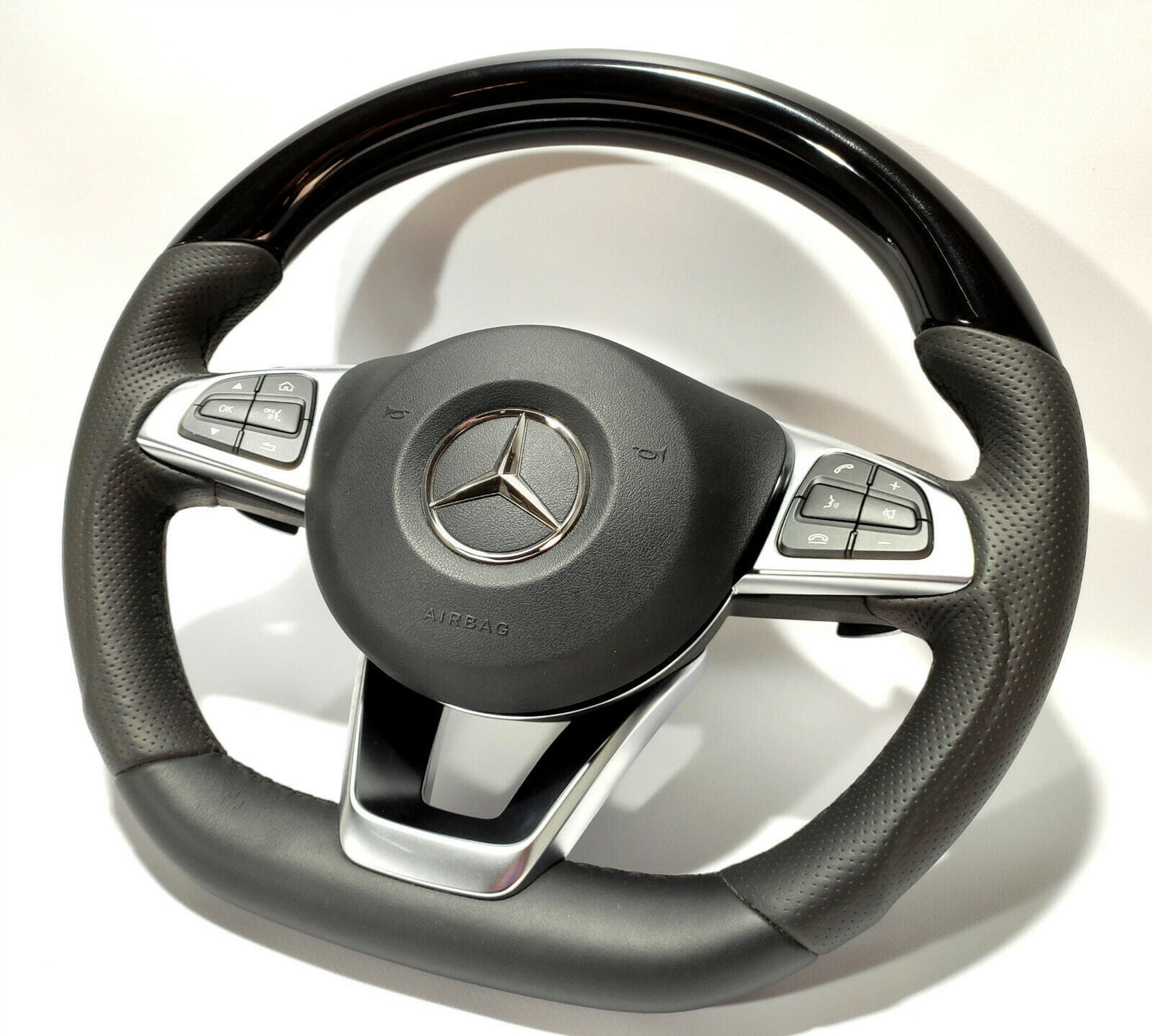 Mercedes-Benz Steering Wheel Piano Black Leather W205 C GLE GLC GLS GL Class