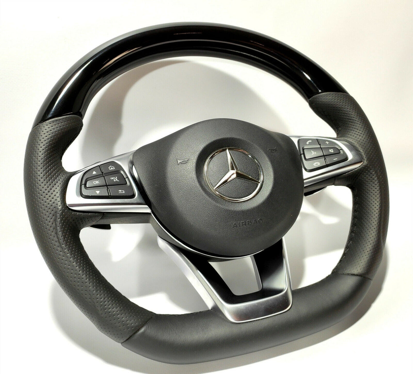 Mercedes-Benz Steering Wheel Piano Black Leather W205 C GLE GLC GLS GL Class