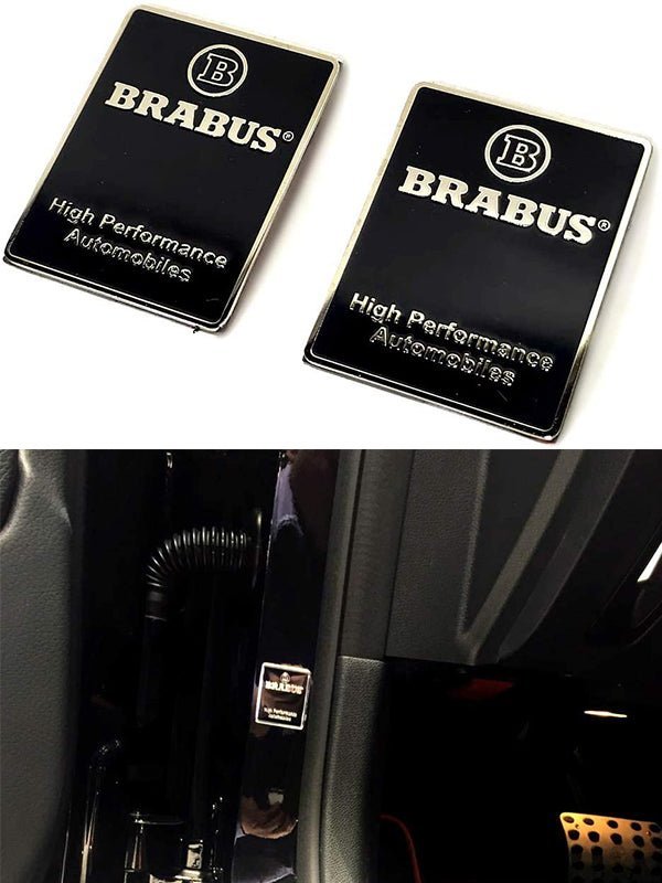 High Performance Brabus metal black body interior pillar emblems 2 pcs for Mercedes-Benz W463 W463A W464 G63 G500