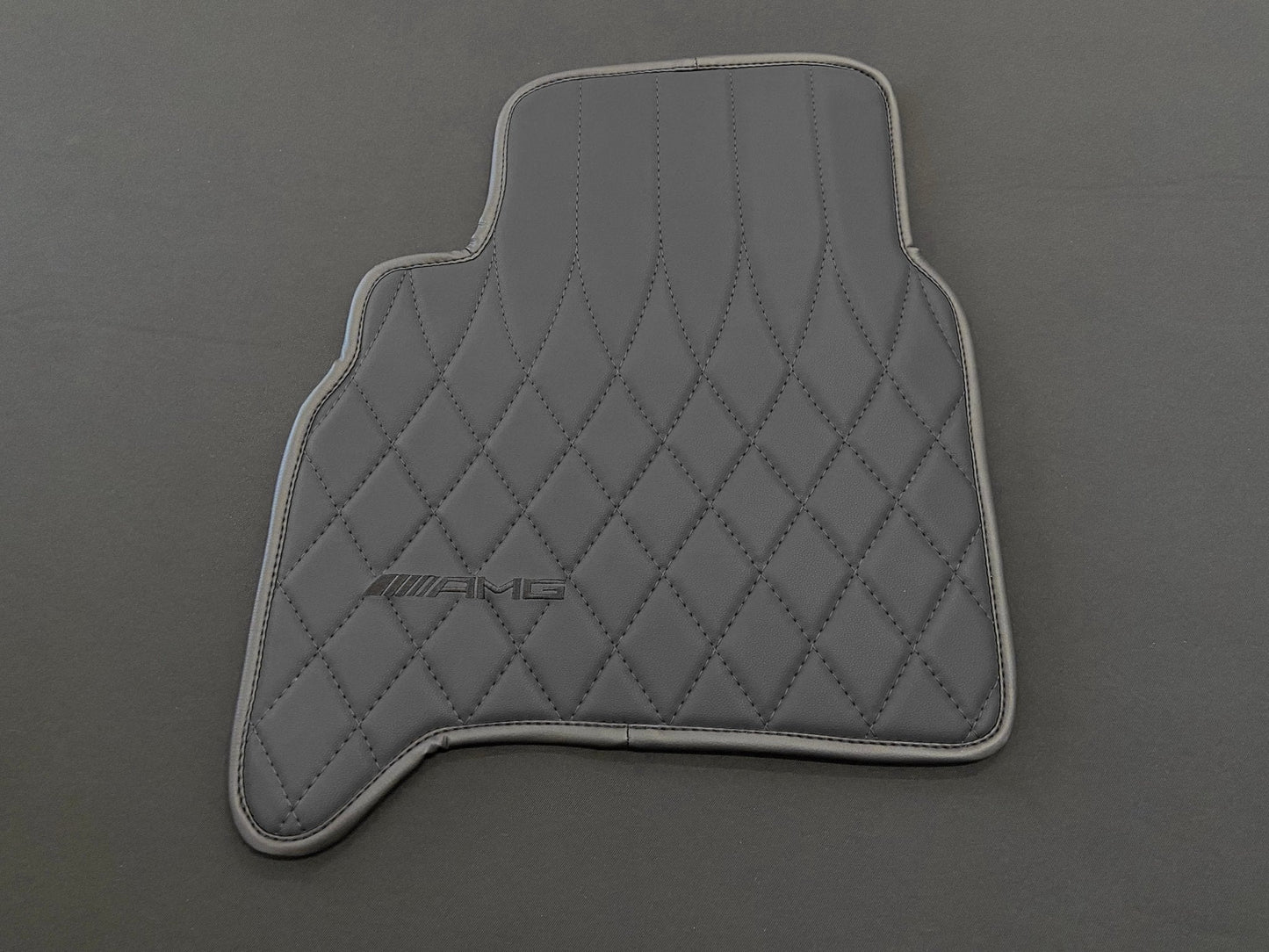 Mercedes-Benz W463A G63 G500 Floor Mats Soft Black Leather Black Stitching Logo Emblem