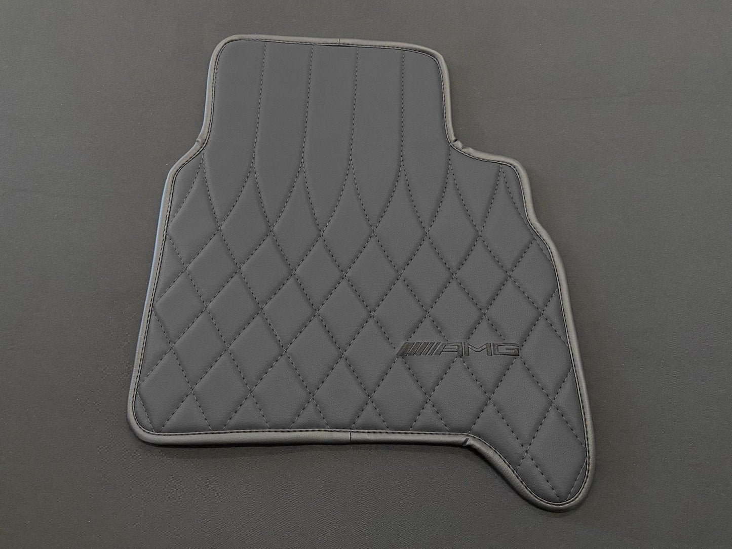 Mercedes-Benz W463A G63 G500 Floor Mats Soft Black Leather Black Stitching Logo Emblem