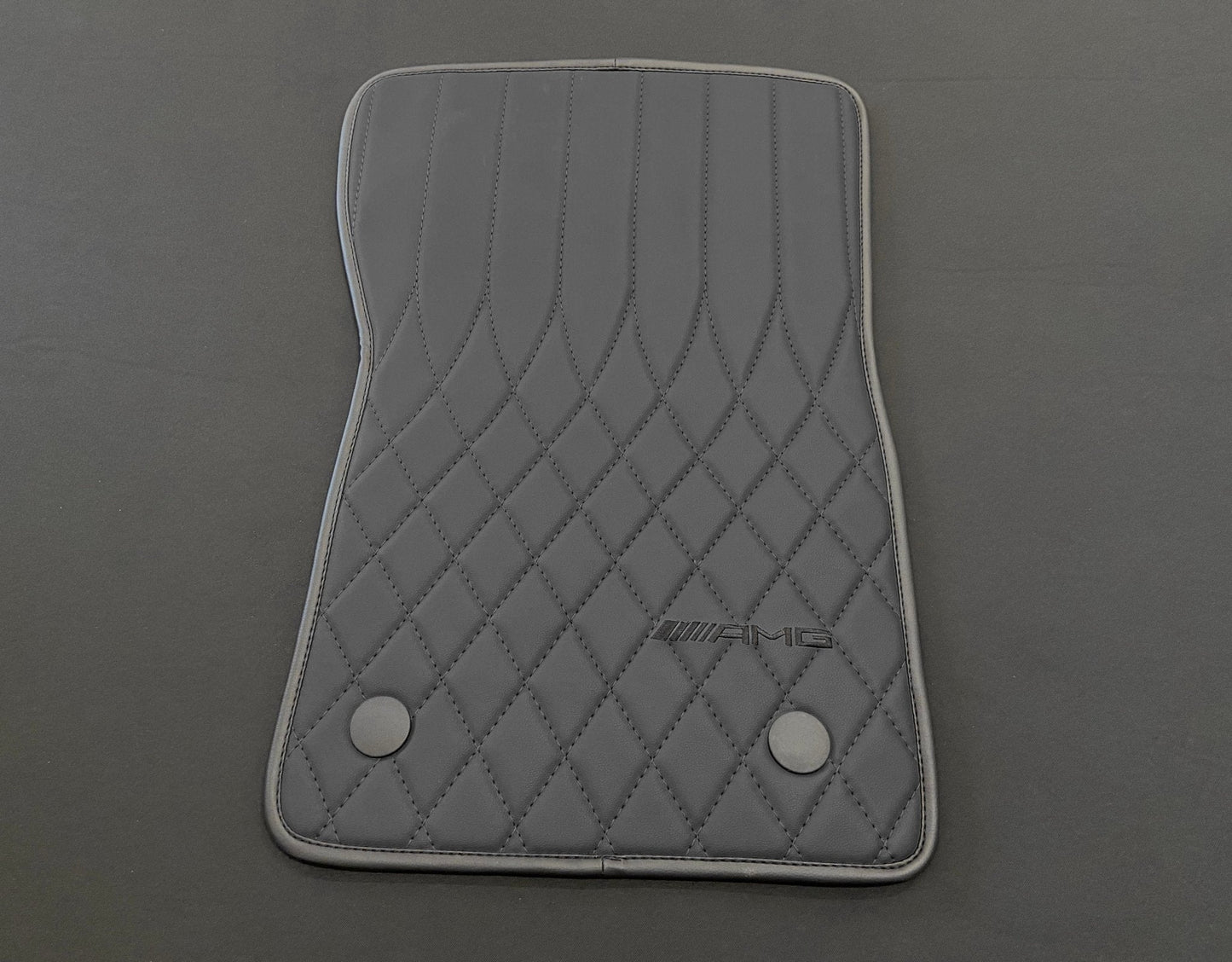 Mercedes-Benz W463A G63 G500 Floor Mats Soft Black Leather Black Stitching Logo Emblem