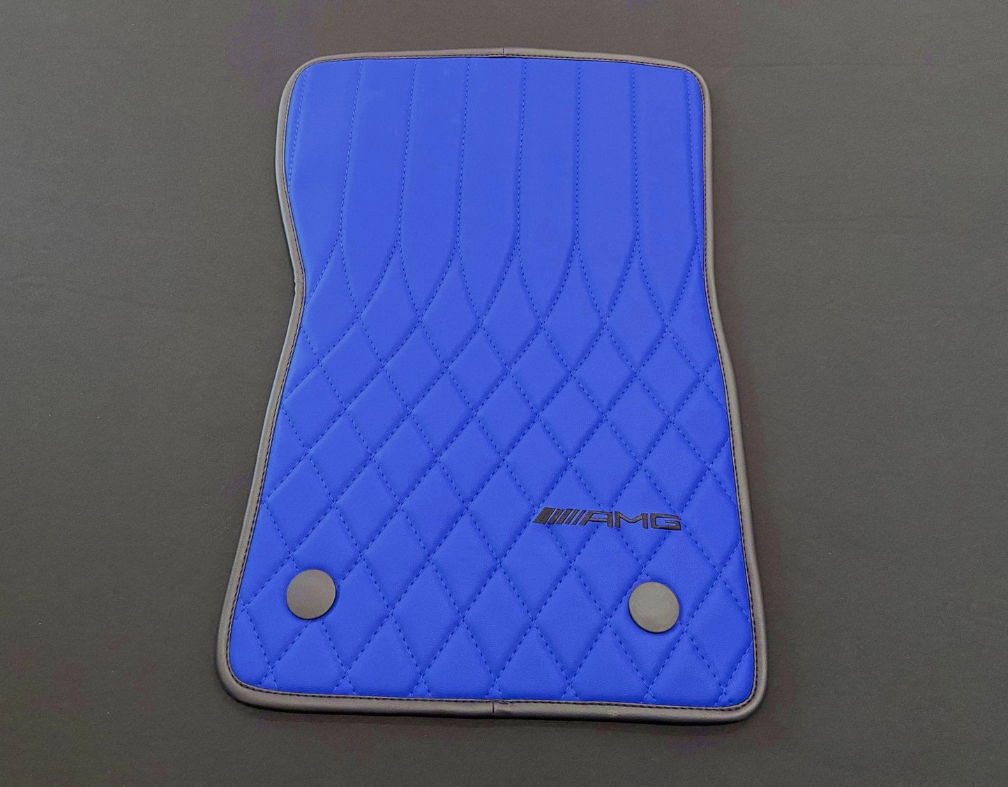 Mercedes-Benz W463A G63 G500 Floor Mats Soft Blue Leather Black Stitching Logo Emblem