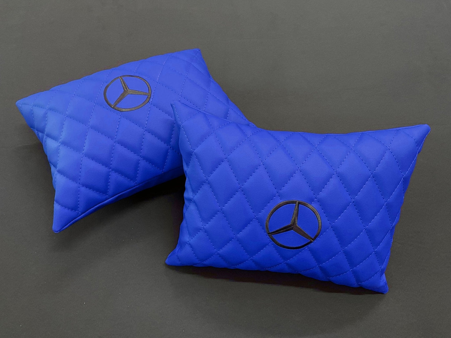 Mercedes-Benz W463A G63 G500 Floor Mats Soft Blue Leather Black Stitching Logo Emblem