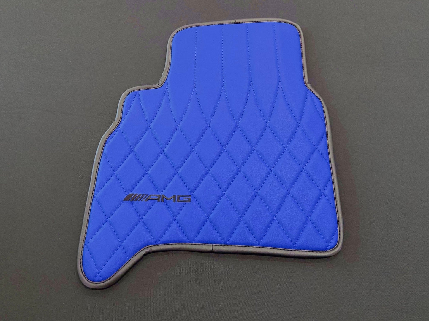 Mercedes-Benz W463A G63 G500 Floor Mats Soft Blue Leather Black Stitching Logo Emblem