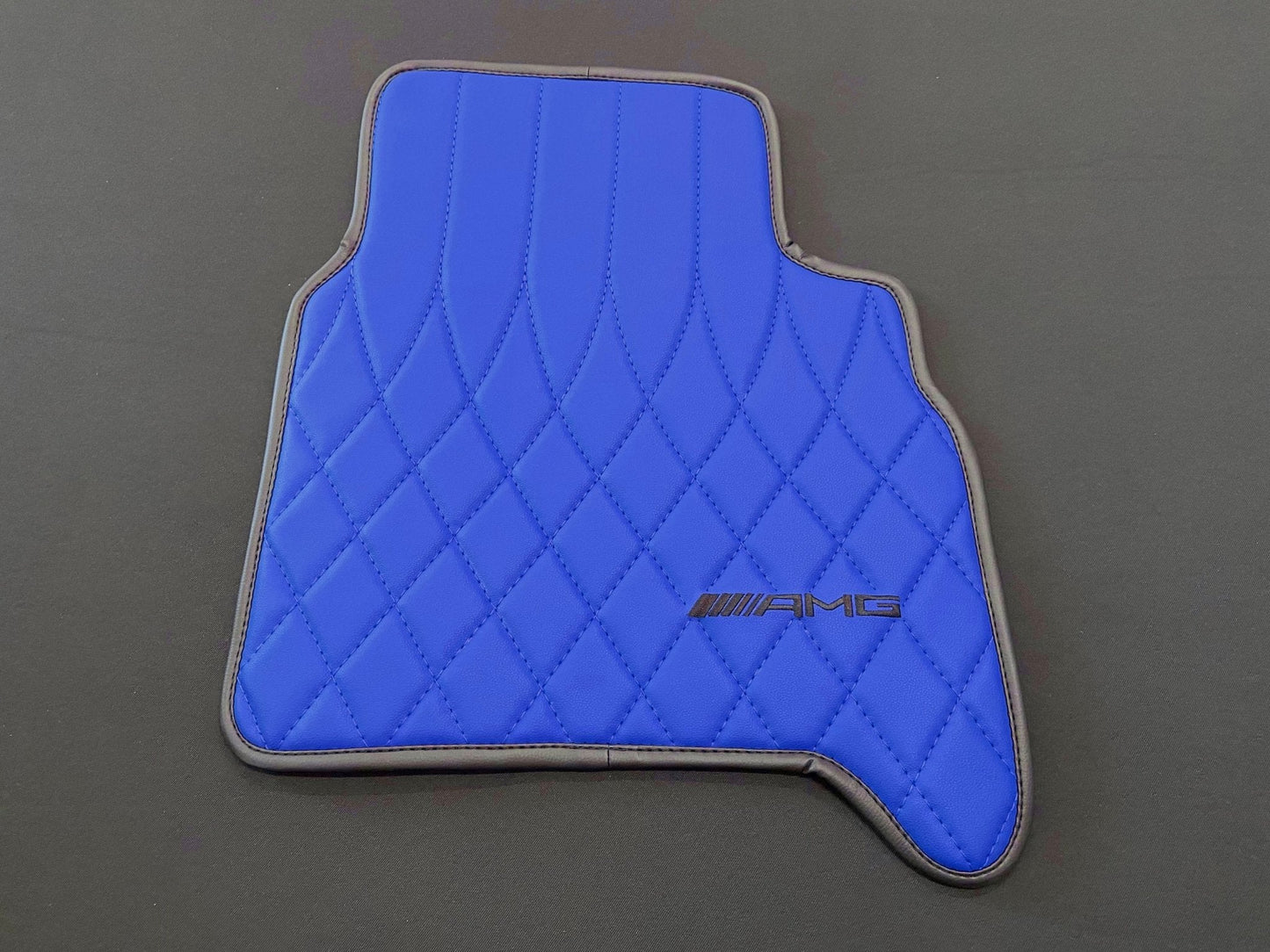 Mercedes-Benz W463A G63 G500 Floor Mats Soft Blue Leather Black Stitching Logo Emblem