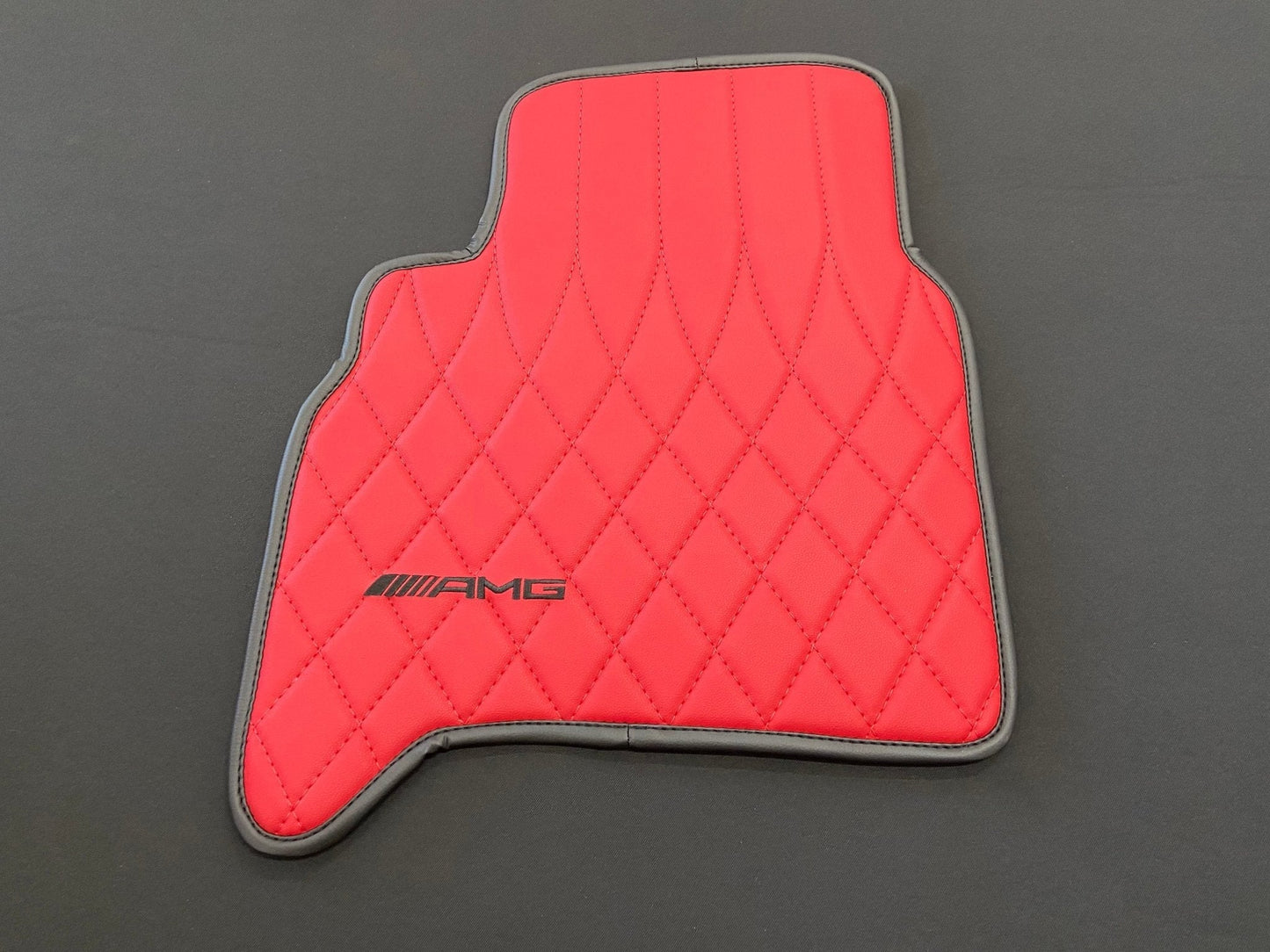 Mercedes-Benz W463A G63 G500 Floor Mats Soft Red Leather Black Stitching Logo Emblem