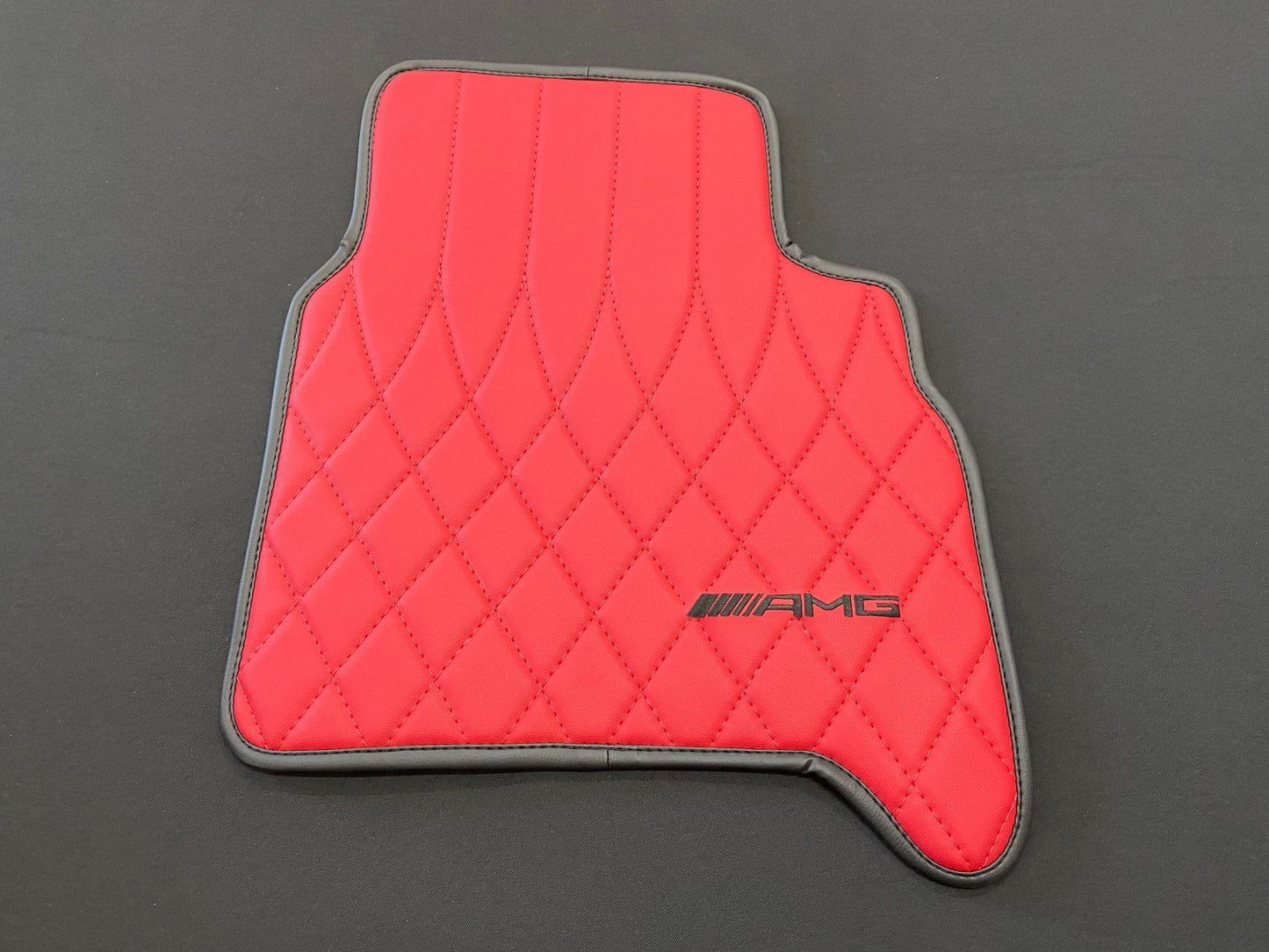 Mercedes-Benz W463A G63 G500 Floor Mats Soft Red Leather Black Stitching Logo Emblem