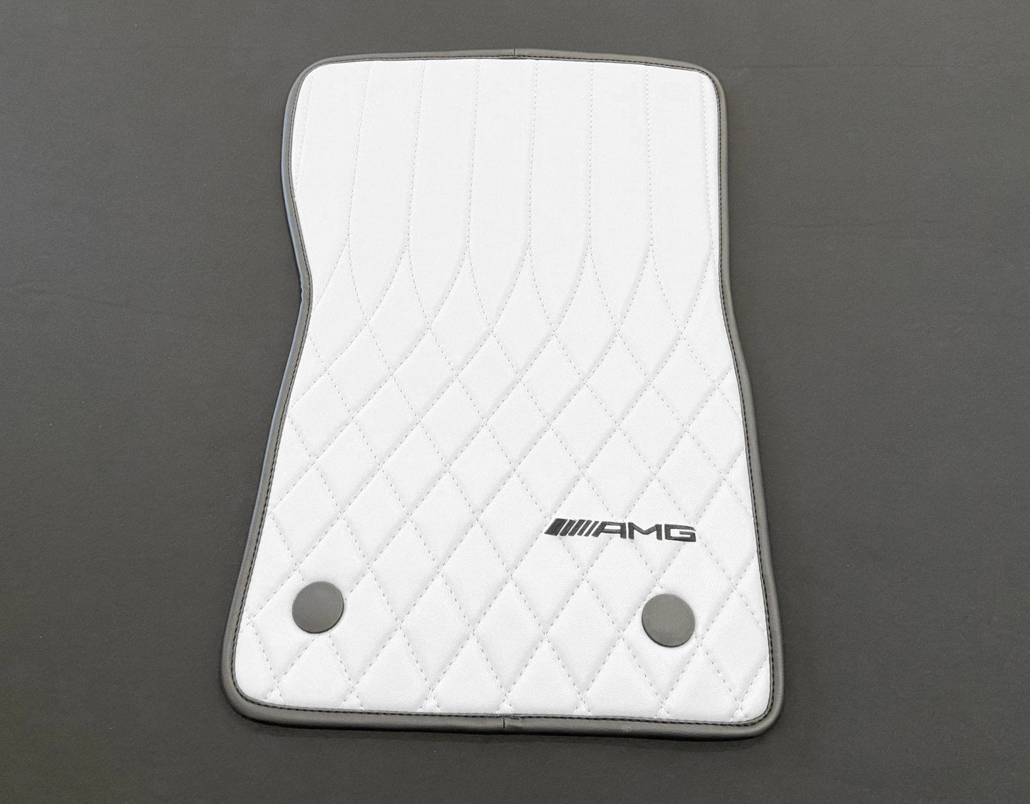 Mercedes-Benz W463A G63 G500 Floor Mats Soft White Leather Black Stitching Logo Emblem