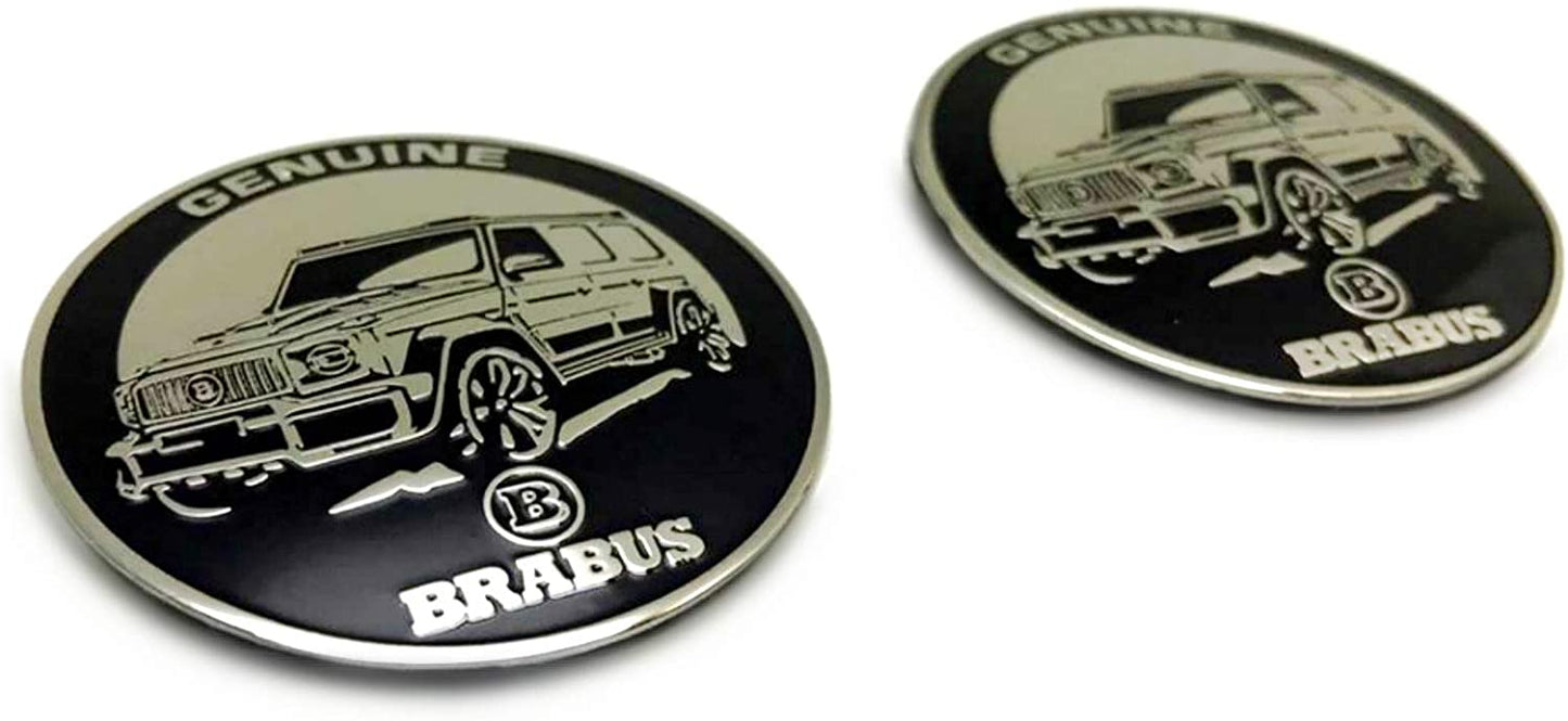 Genuine Brabus Metal Interior Pillars Round Badges Emblems Logos 2 pcs for Mercedes-Benz W463A W464 G63 G500