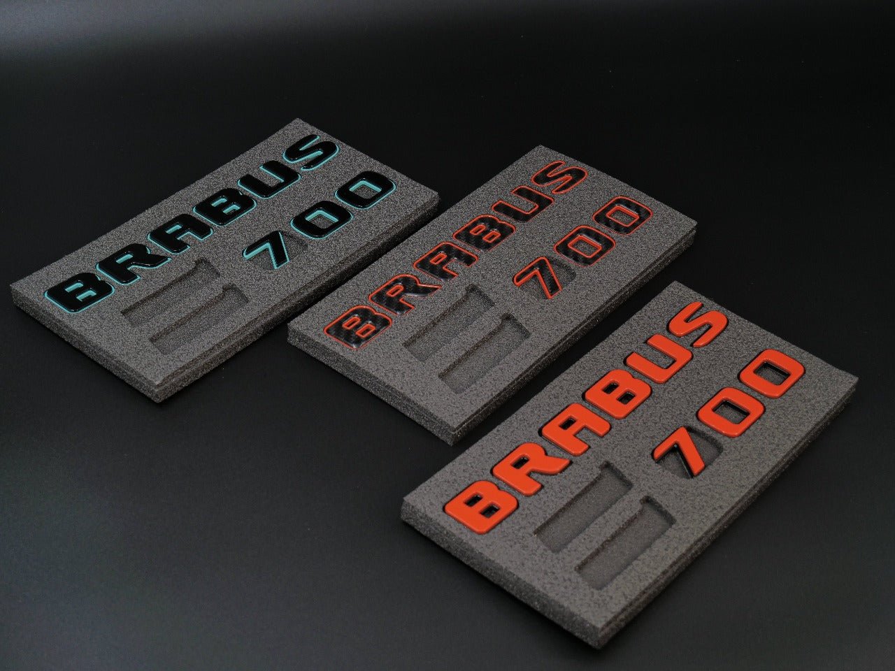 Metallic Black + Orange Brabus 700 emblems badges set for Mercedes-Benz G-Class W463 W463A W464