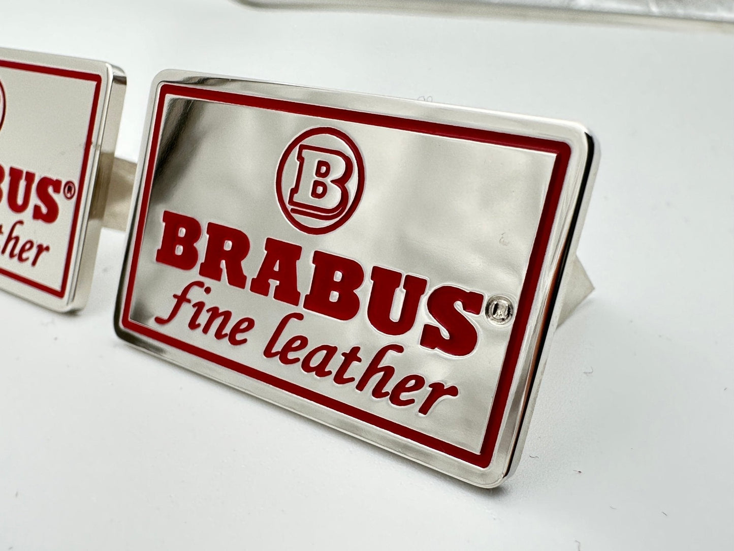 Metal Brabus Fine Leather silver red seats emblems badges logos set for Mercedes-Benz W463 W463A G-Class