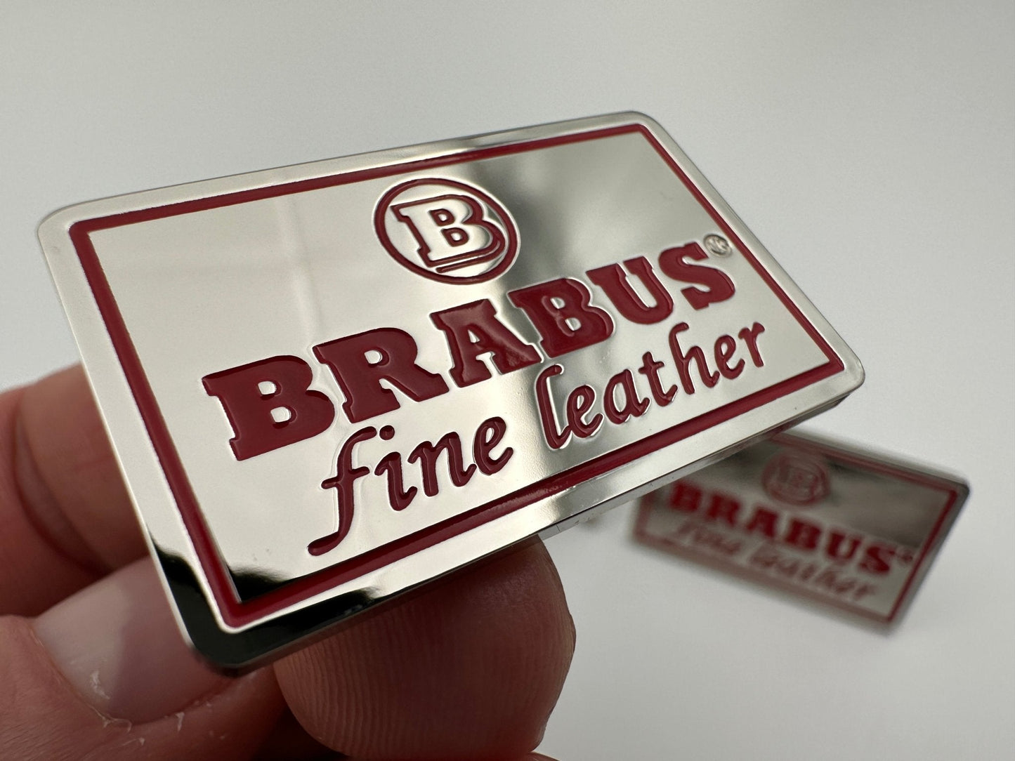 Metal Brabus Fine Leather silver red seats emblems badges logos set for Mercedes-Benz W463 W463A G-Class