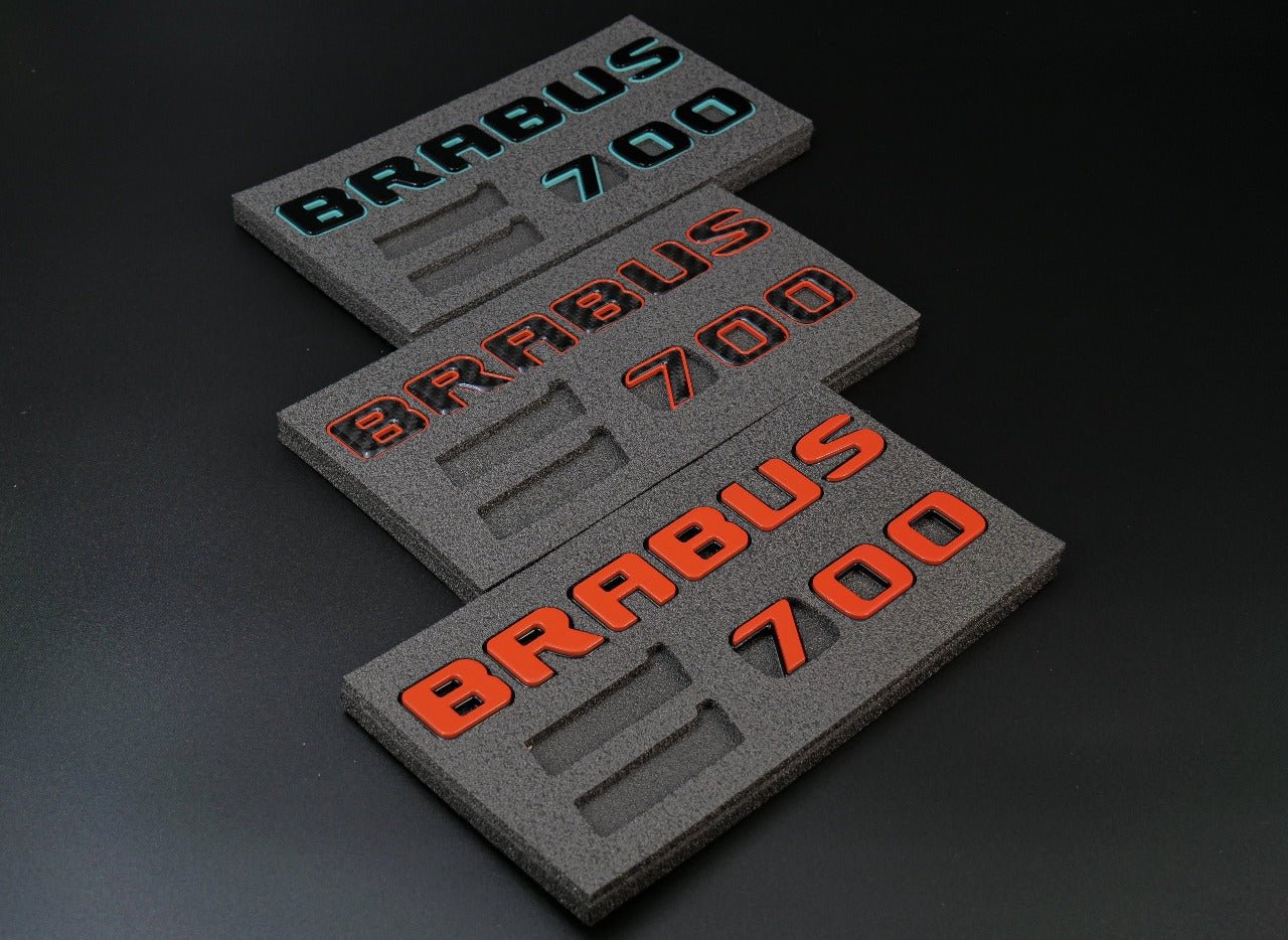 Metallic Tiffany + Black Brabus 700 emblems badges set for Mercedes-Benz G-Class W463 W463A W464