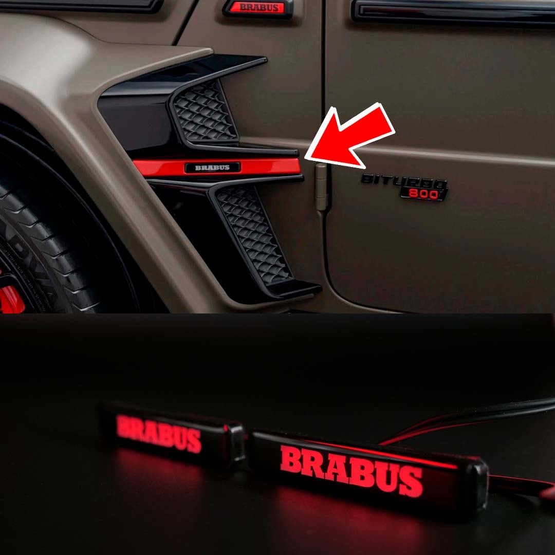 Red Brabus LED emblem for fender inserts Brabus Widestar body kit Mercedes W463A