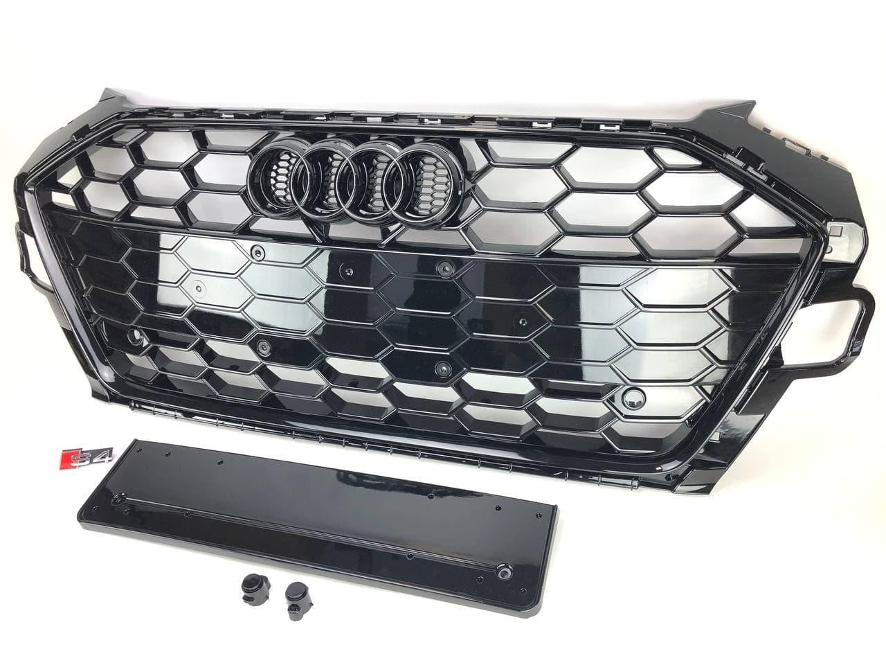 RS4 BLACK front bumper radiator grille for Audi A4 S4 B9.5 2020+