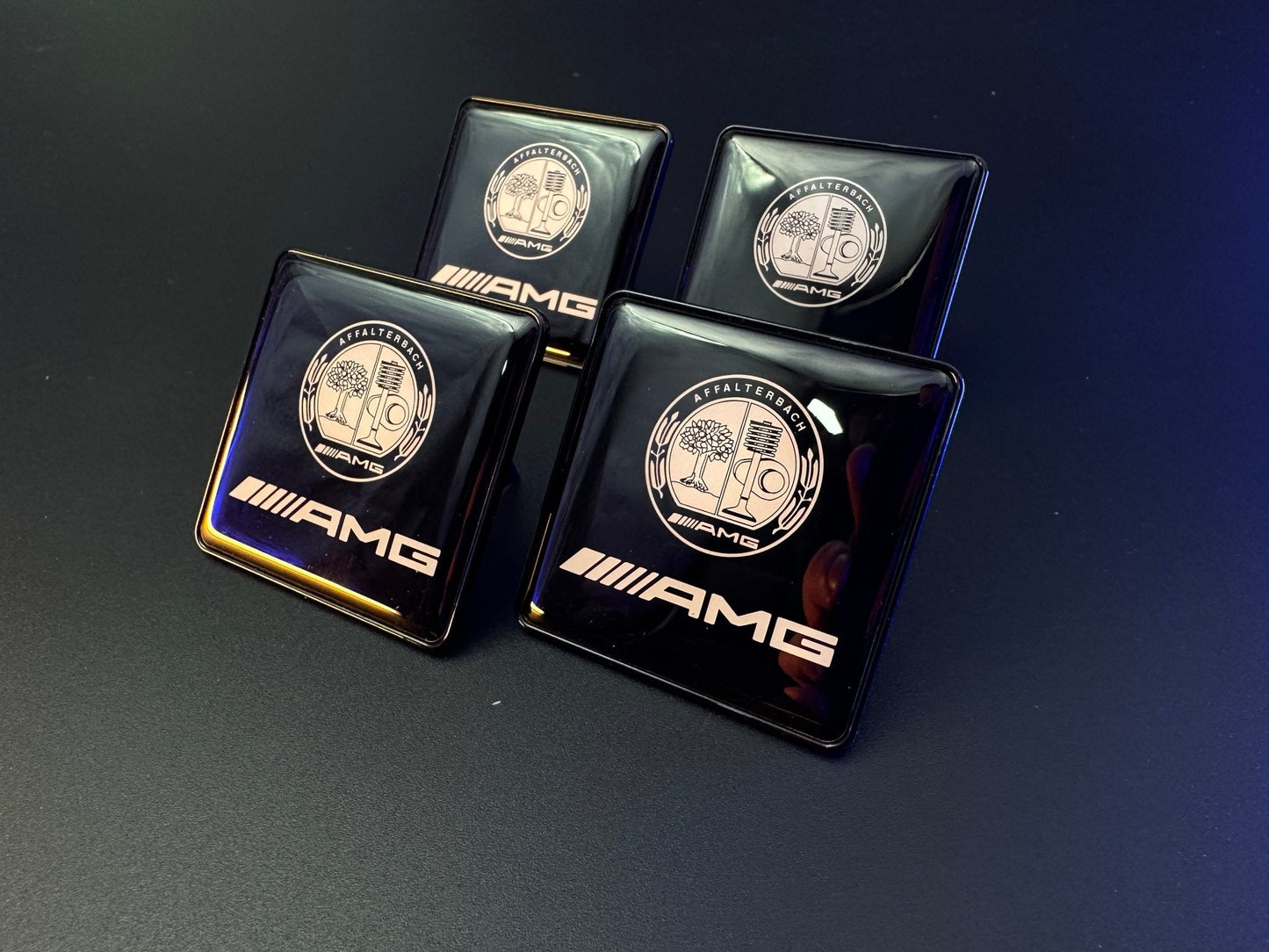 Seats Emblem set in black color with AMG Affalterbach logo for Mercedes-Benz