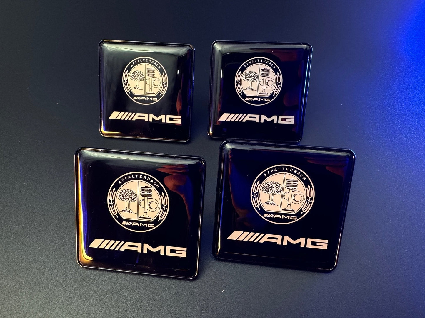 Seats Emblem set in black color with AMG Affalterbach logo for Mercedes-Benz