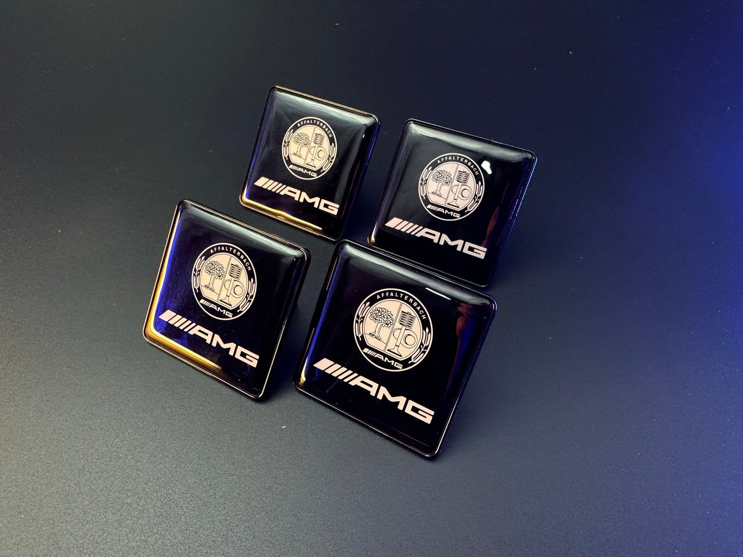 Seats Emblem set in black color with AMG Affalterbach logo for Mercedes-Benz