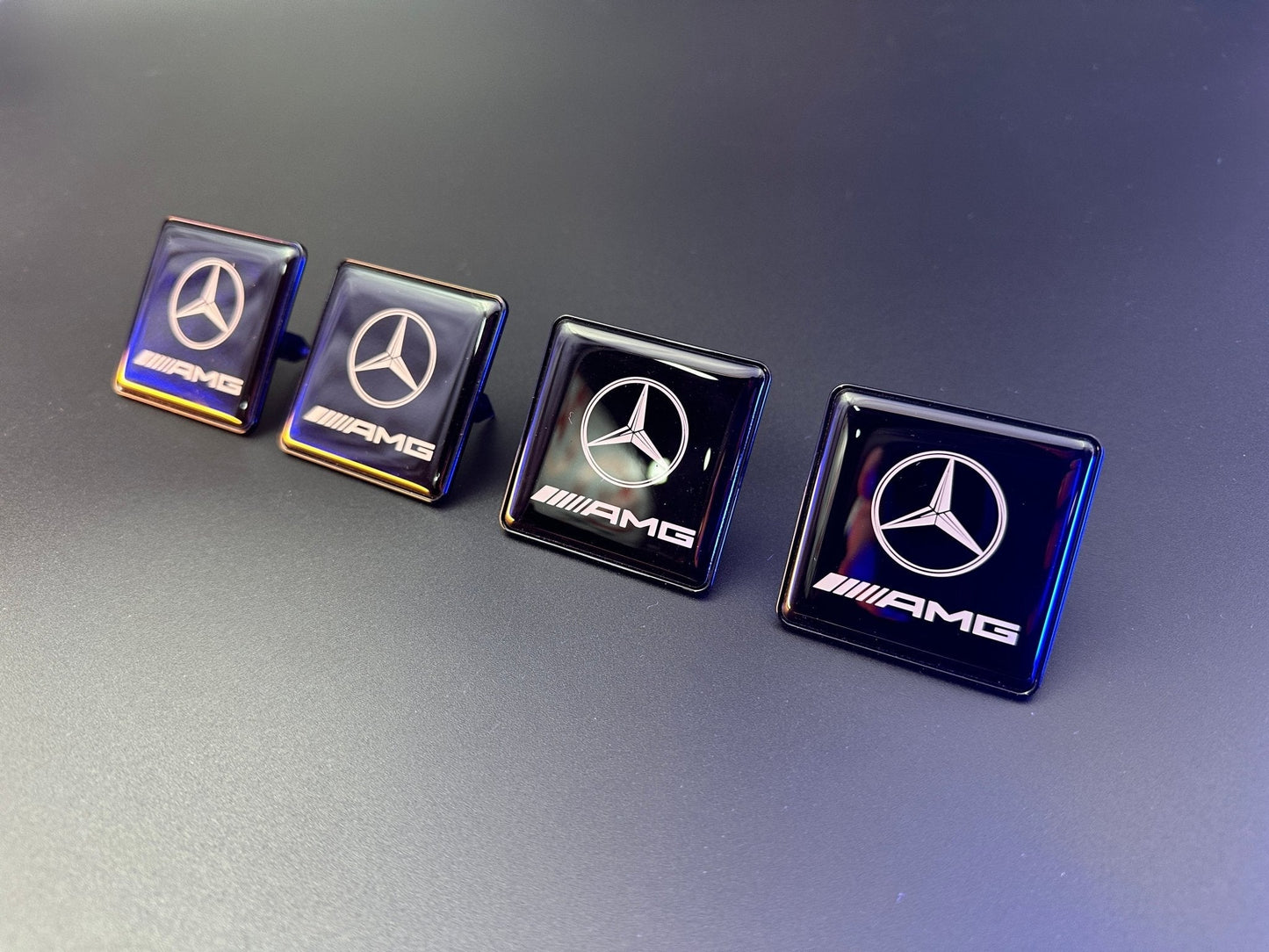 Seats Emblem set in black color with AMG Mercedes-Benz logo